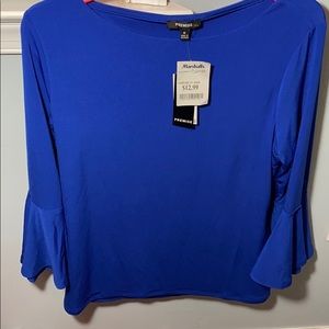 Blue blouse with flared Sleeves